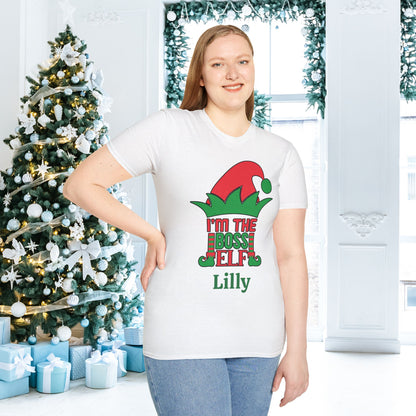 I'm The Boss Elf Personalized Adult T-shirt