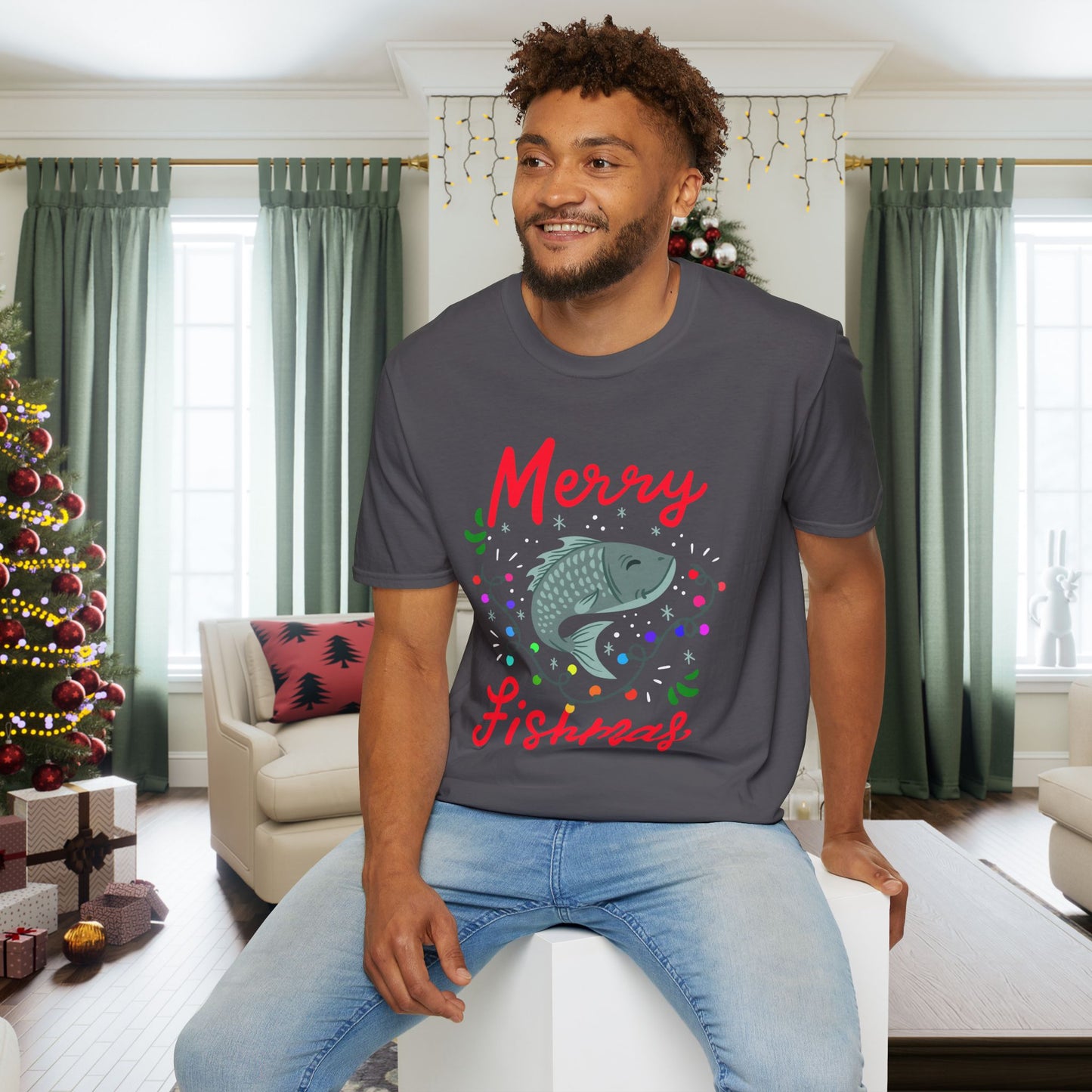 Merry Fishmas (Fish) Adult T-shirt