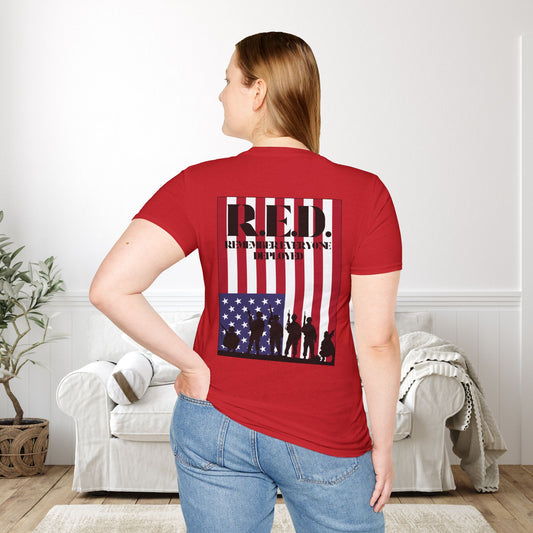 RED Fridays Remember Everyone Deployed  Adult T-shirt