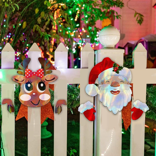 Holiday Outdoor Fence Decoration Set – Santa & Reindeer