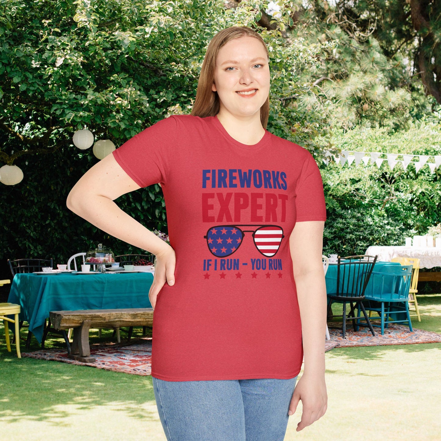 Fireworks Expert If I Run You Run Adult T-shirt