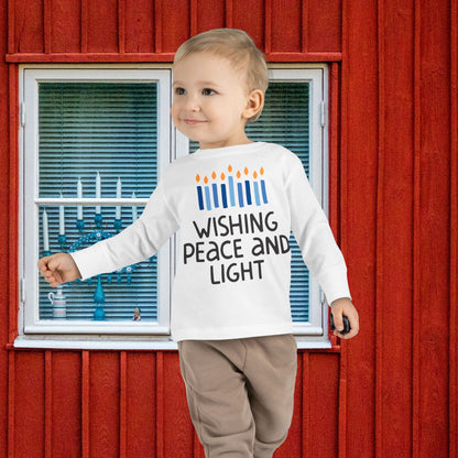 Hanukkah Wishing Peace & Light Toddler Long Sleeve Tee