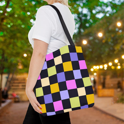 Joyful Checkerboard Canvas Tote Bag