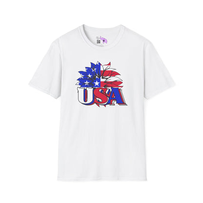 USA Red, White, and Blue Flag Sunflower Adult T-shirt