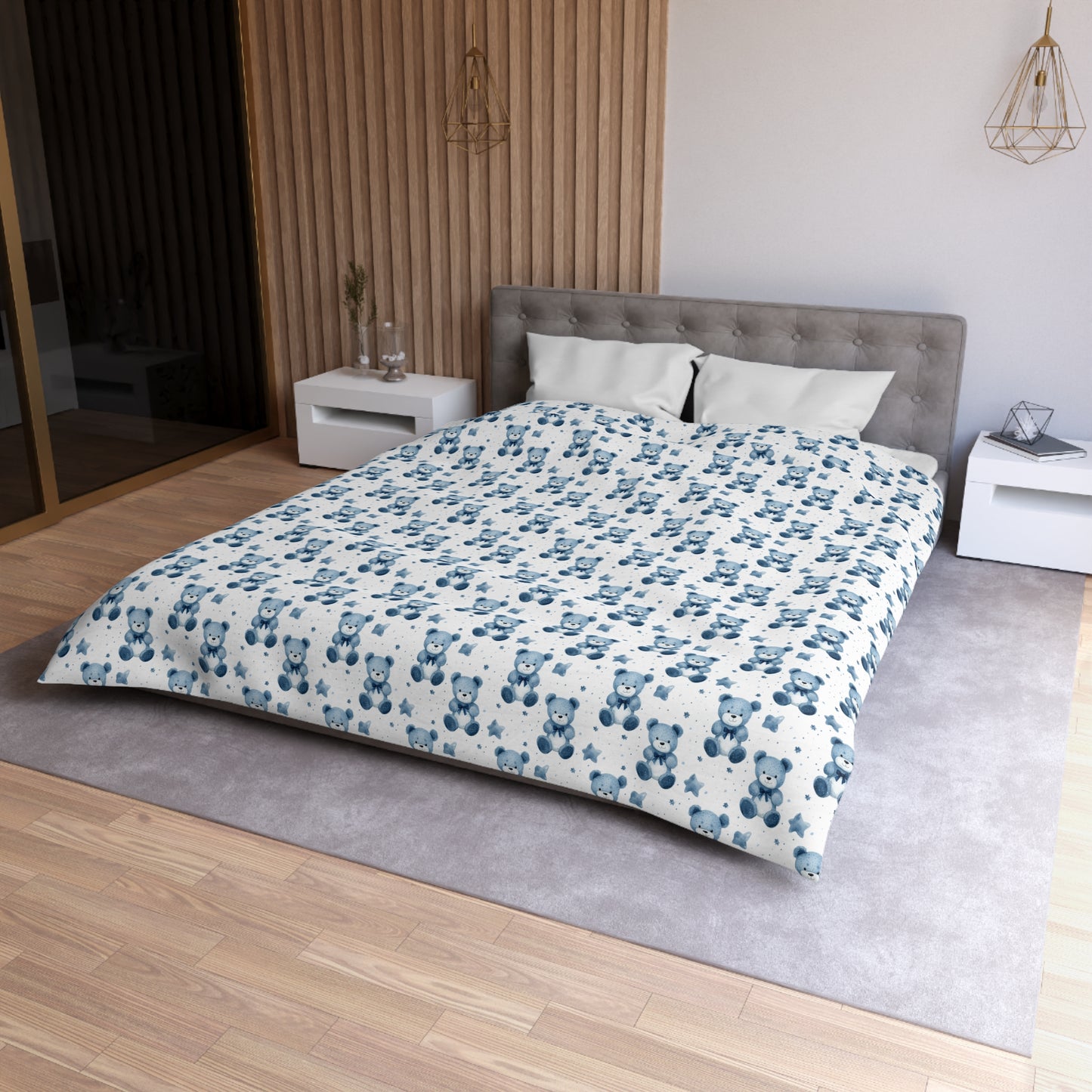 Blue Bear Hugs Microfiber Duvet Cover