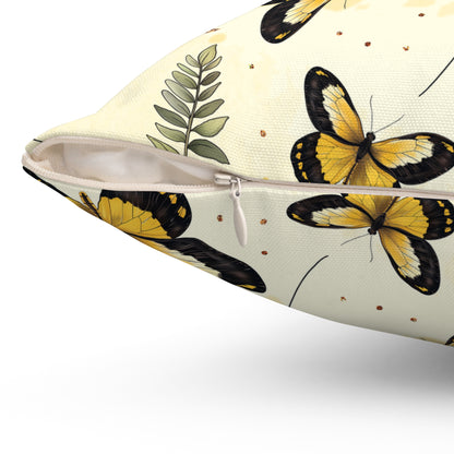 Sunlit Butterfly Bloom Throw Pillow