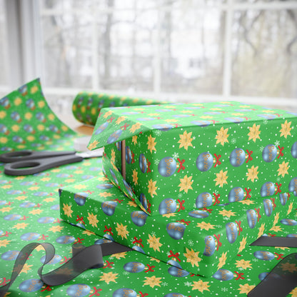 Blue Ornament Green Paper Custom Wrapping Paper (Suzie)