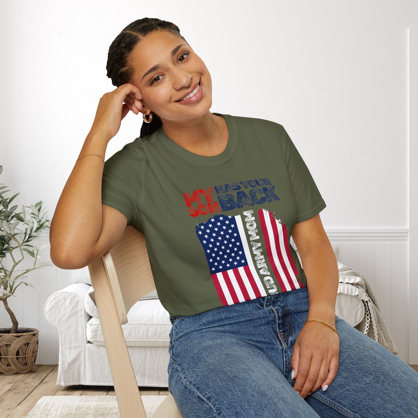 My Son Has Your Back Proud Army Mom Adult T-shirt