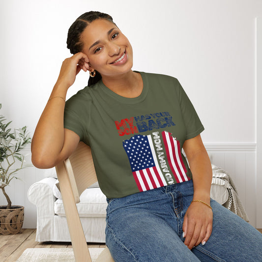 My Son Has Your Back Proud Army Mom Adult T-shirt