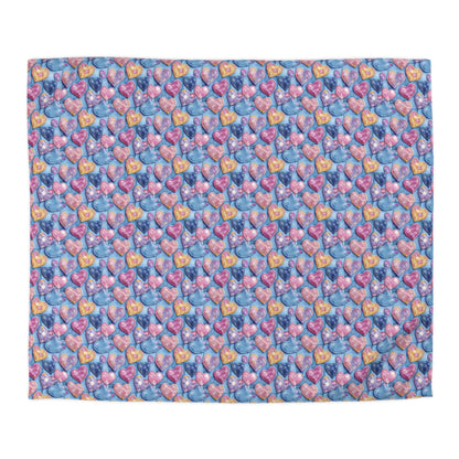 Color Pop Stitched Hearts Microfiber Duvet Cover