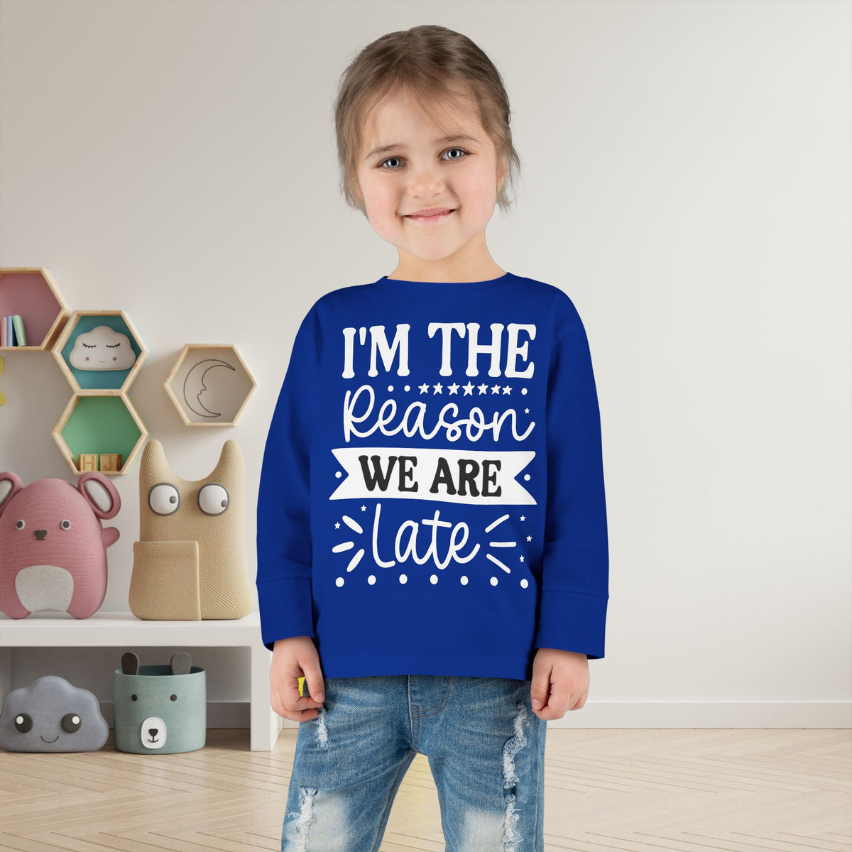 I'm The Reason We Are Late Toddler Long Sleeve Tee