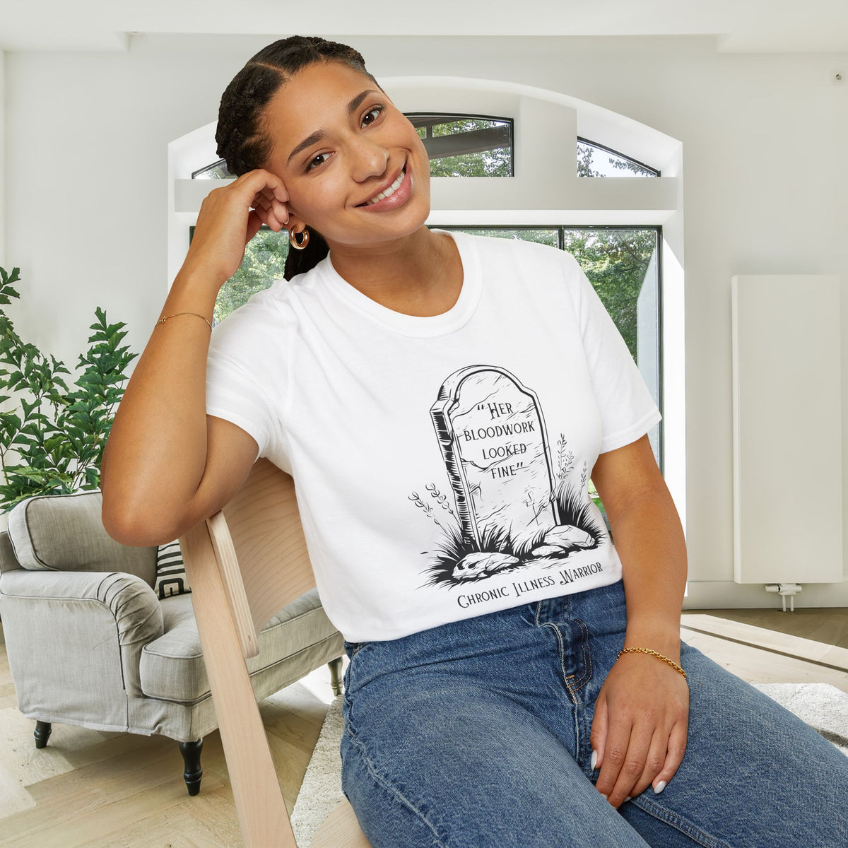 "Her Bloodwork Looked Fine" Headstone Adult T-shirt