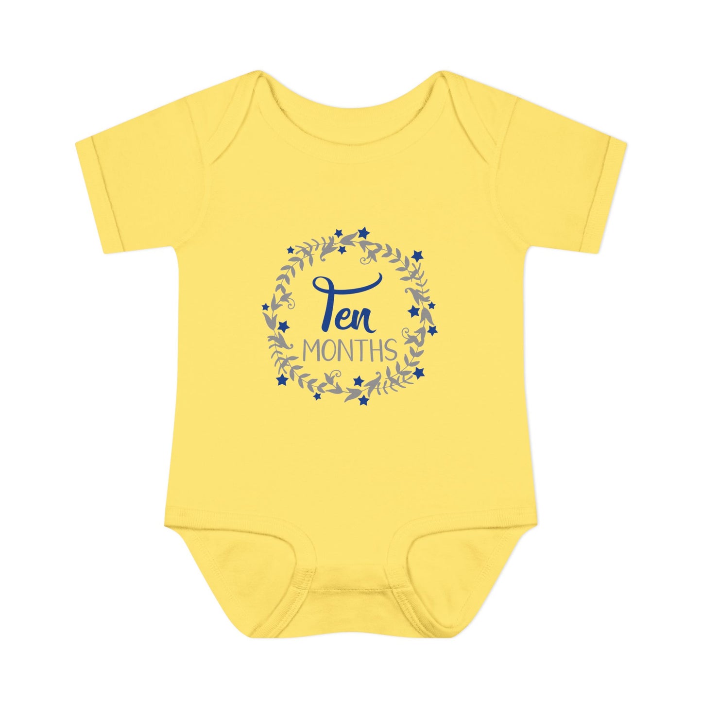 Blue Milestone Wreath Onesie-Ten Months