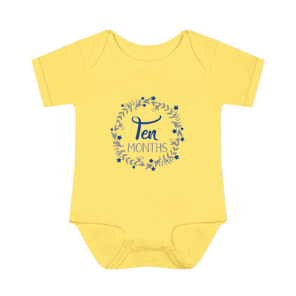 Blue Milestone Wreath Onesie-Ten Months