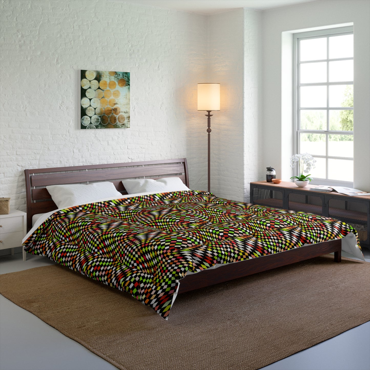 Warped Yellow/Green Checkered Comforter