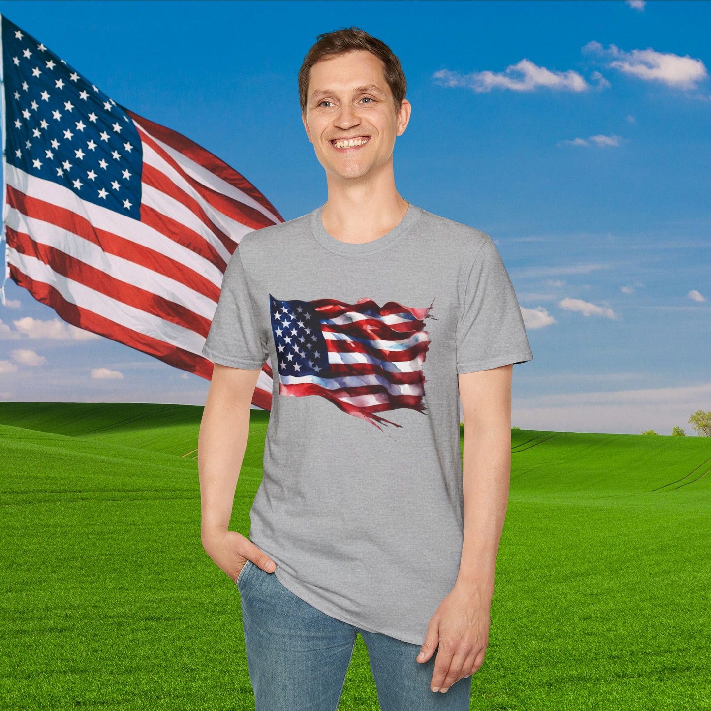 Distressed American Flag Adult T-shirt