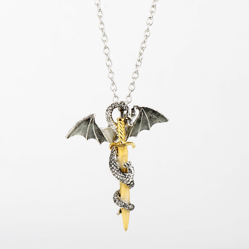 Golden Dragon Sword Necklace