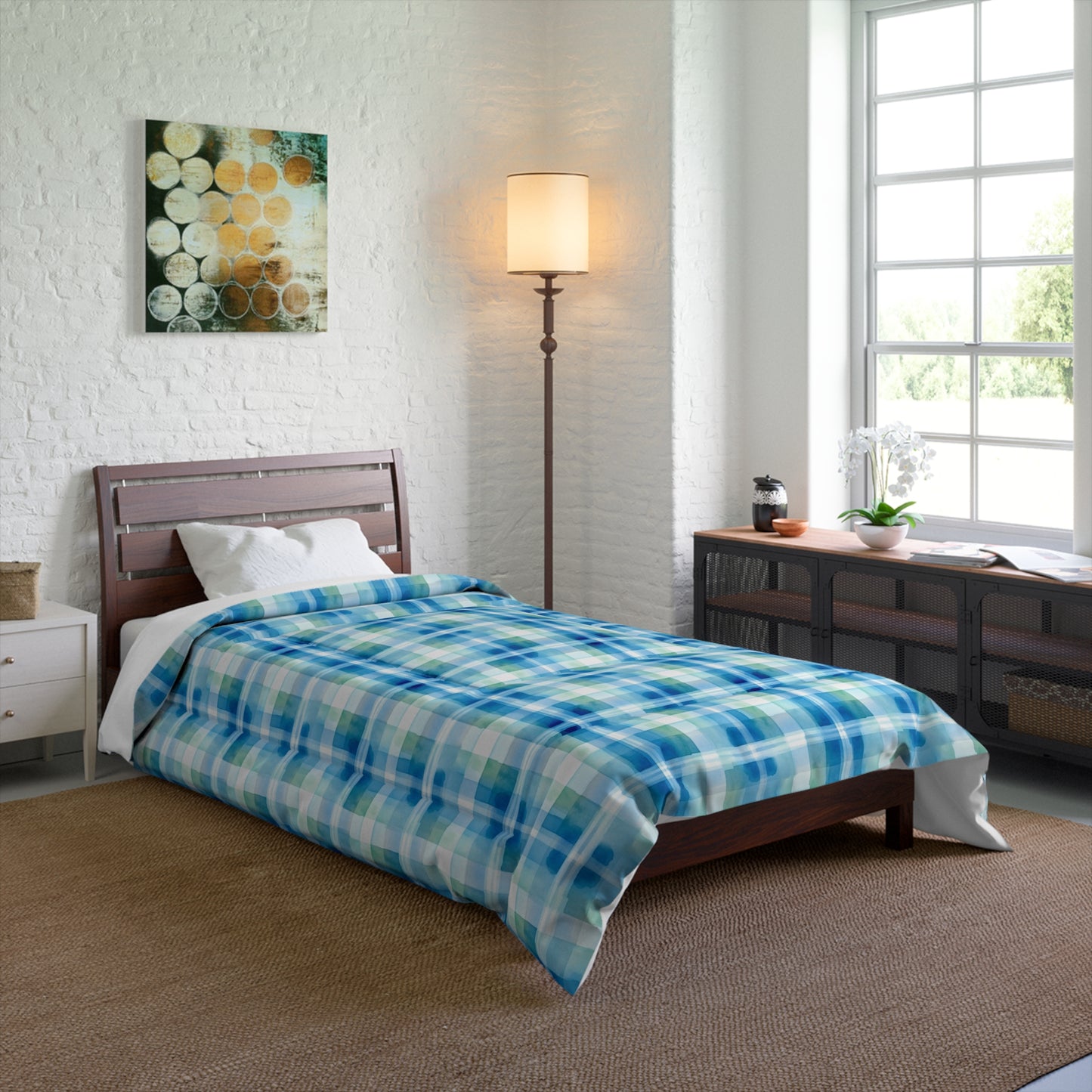 Ocean Sunset Plaid Comforter