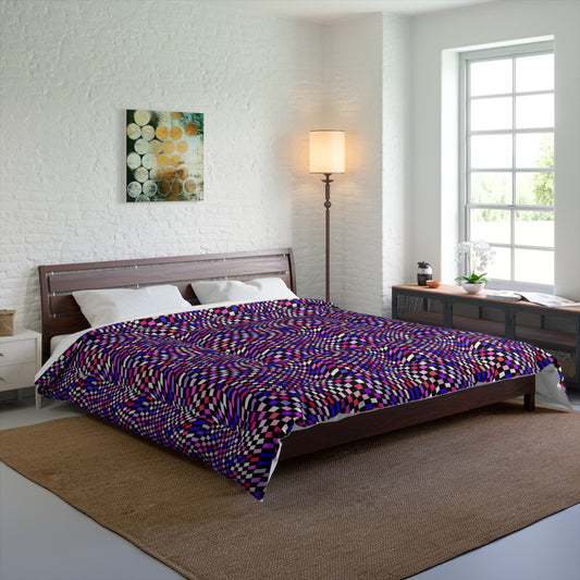 Warped Purple Checkered Comforter