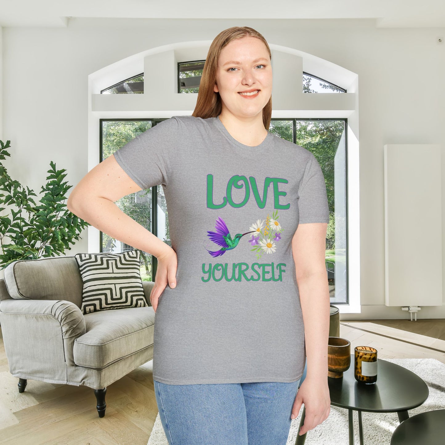Love Yourself w/Hummingbird Adult T-shirt