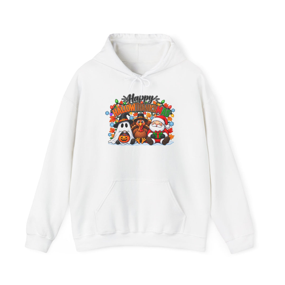 Happy Hallowthanksmas (String Lights) Heavy Blend™ Adult Hoodie