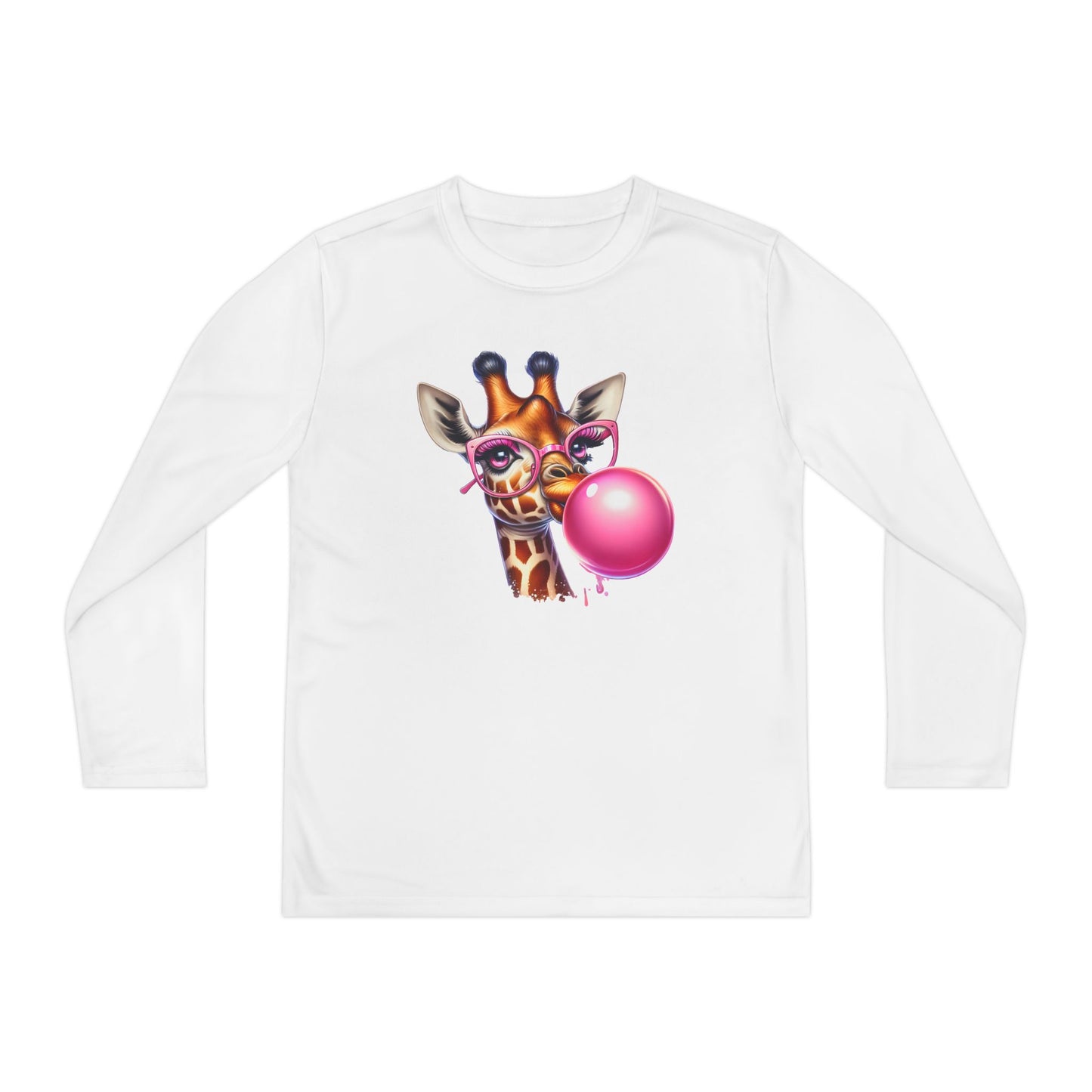 Girraffe Blowing Bubble Youth Long Sleeve Tee