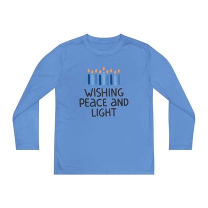Hanukkah Wishing Peace & LIght Youth Long Sleeve Tee