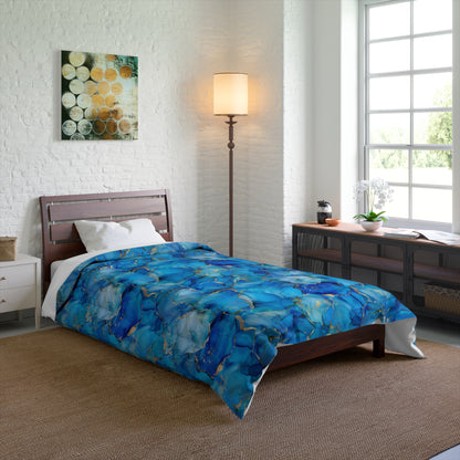 Turquoise Marble Print Comforter