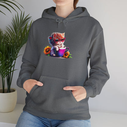 Cool Sunflower Kitten Heavy Blend™ Hooded Sweatshirt