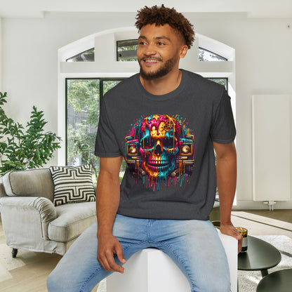 Colorful Skull & Car Adult T-shirt