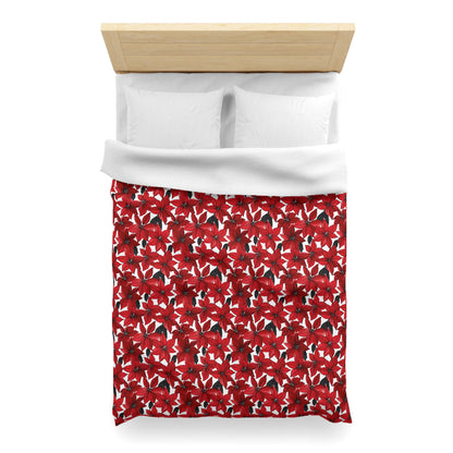 Inked Poinsettias Microfiber Duvet Cover