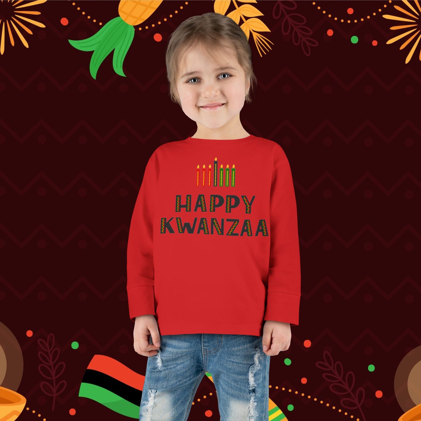 Happy Kwanzaa (Kinara)Toddler Long Sleeve Tee