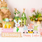 Easter Wooden Tabletop Sign – Bunny & Gnome Spring Shelf Decor