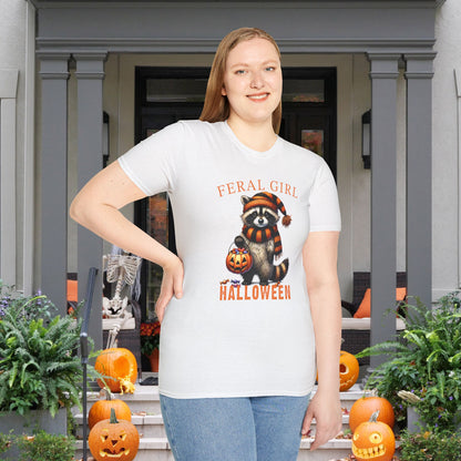 Feral Girl Halloween Racoon Adult T-shirt