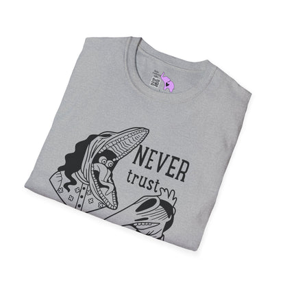 Beetlejuice Never Trust The Living Barbara & Adam Adult T-shirt