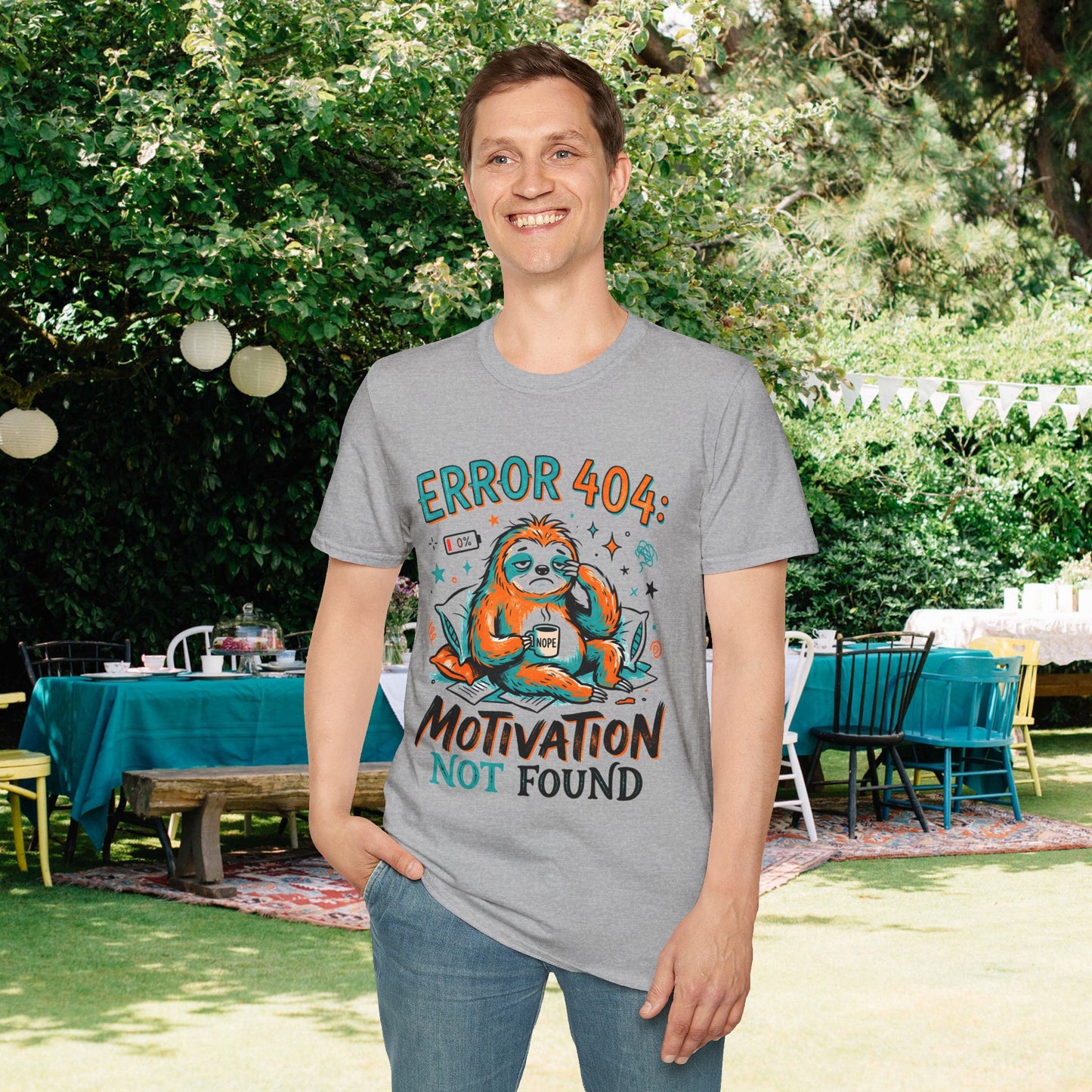""Error 404 Motivation Not Found (Sloth) Adult T-shirt