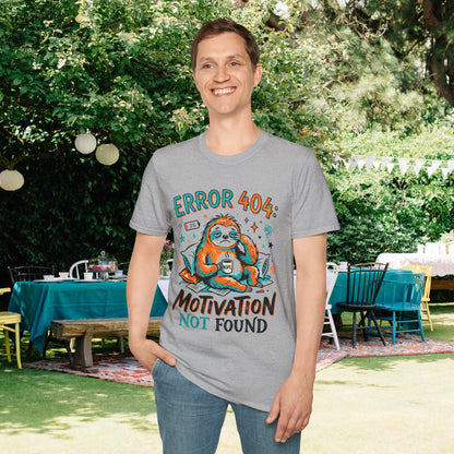 ""Error 404 Motivation Not Found (Sloth) Adult T-shirt