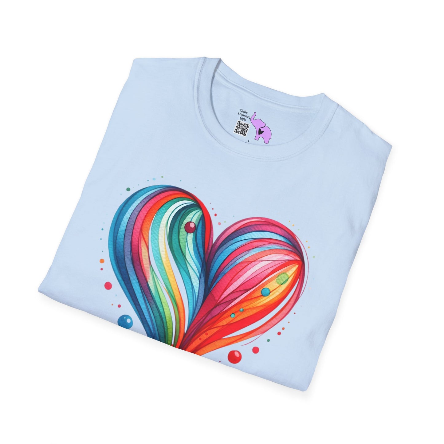 Blushing Rainbow Heart Adult T-shirt