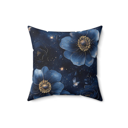 Midnight Sky Blossoms Throw Pillow