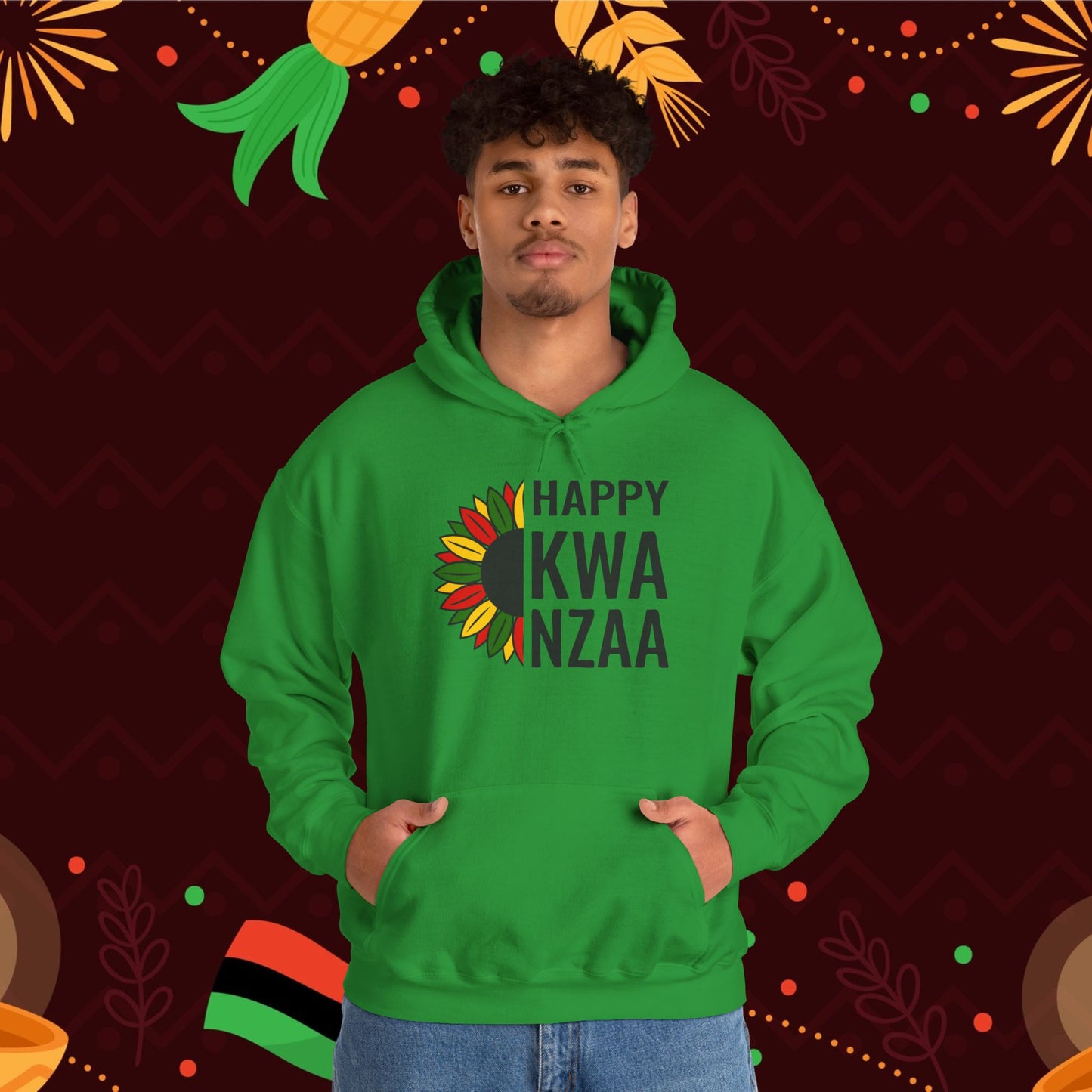 Happy Kwanzaa Sunflower Adult Heavy Blend™ Hooded Sweatshirt