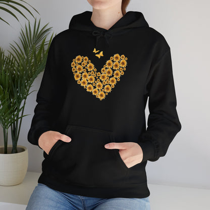 Sunflower Heart & Butterflies Heavy Blend™ Hooded Sweatshirt