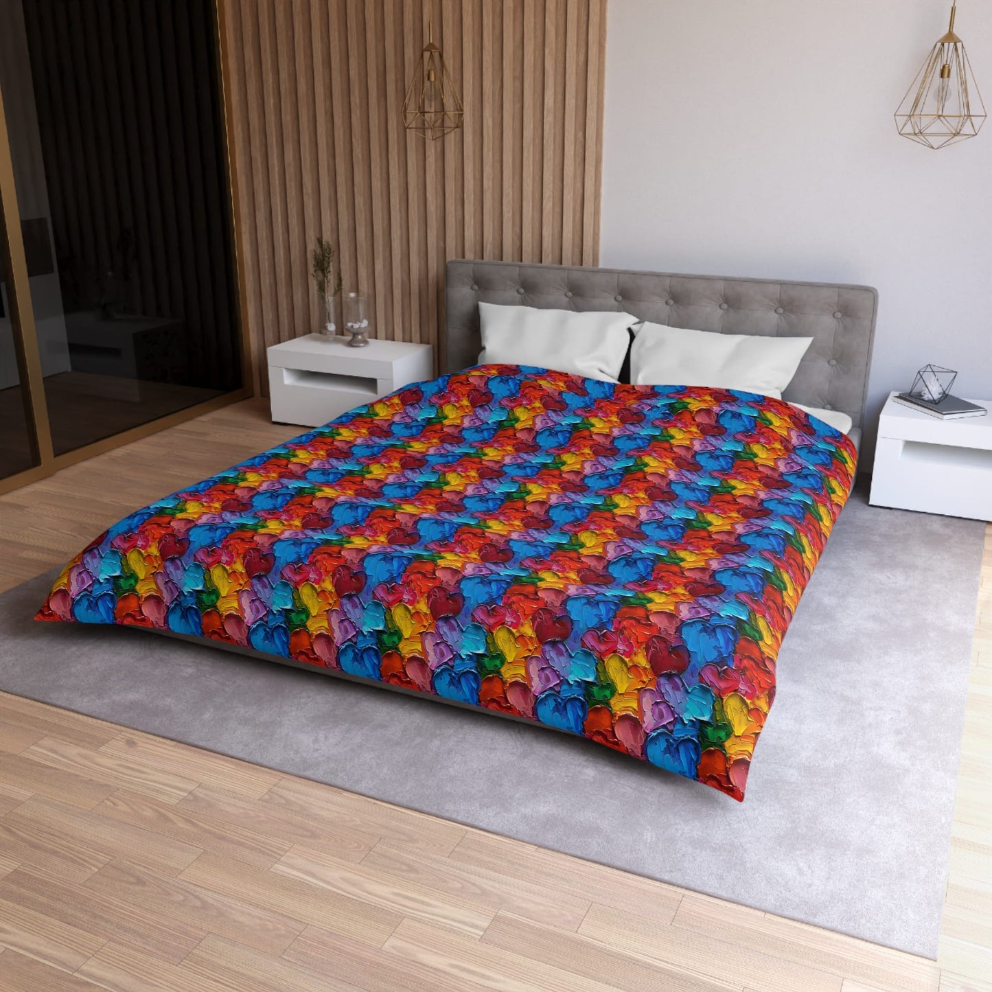 Palette Knife Hearts Microfiber Duvet Cover