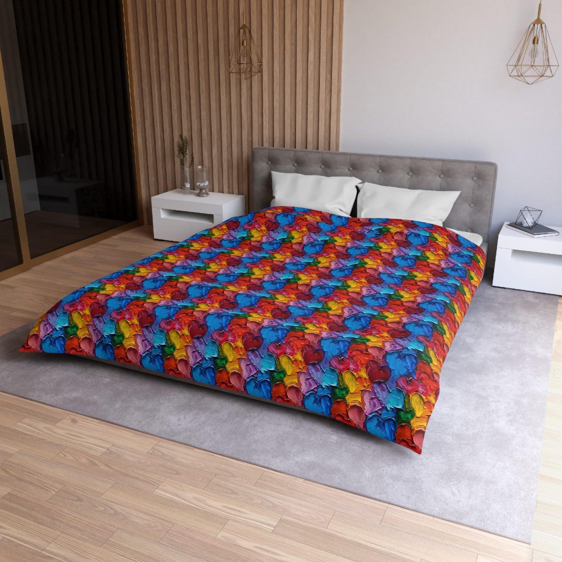 Palette Knife Hearts Microfiber Duvet Cover