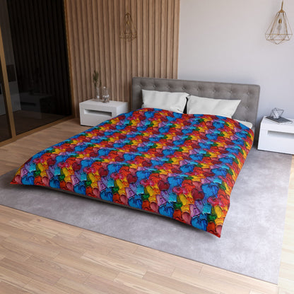 Palette Knife Hearts Microfiber Duvet Cover