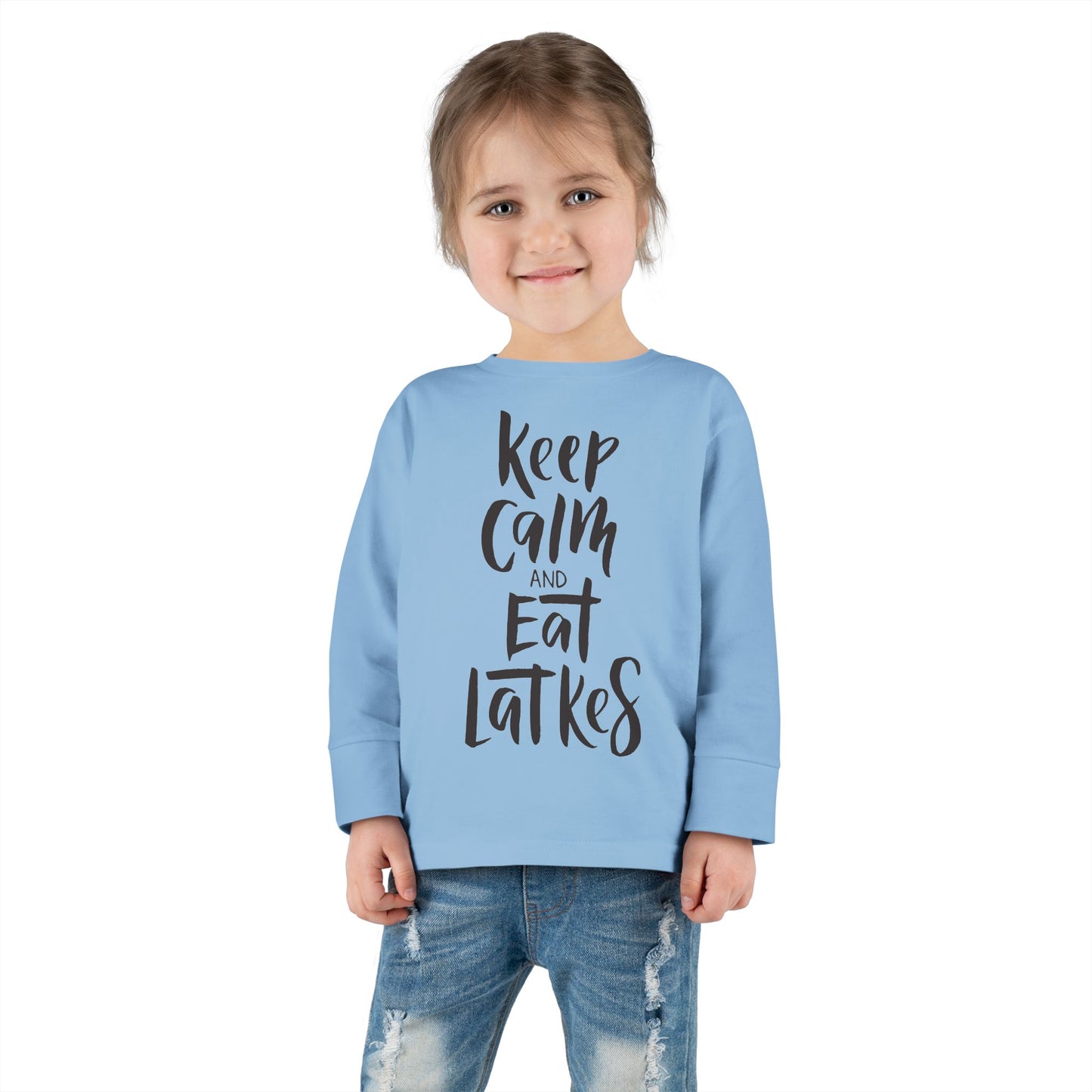 Keep Calm & Eat Latkes Toddler Long Sleeve Tee