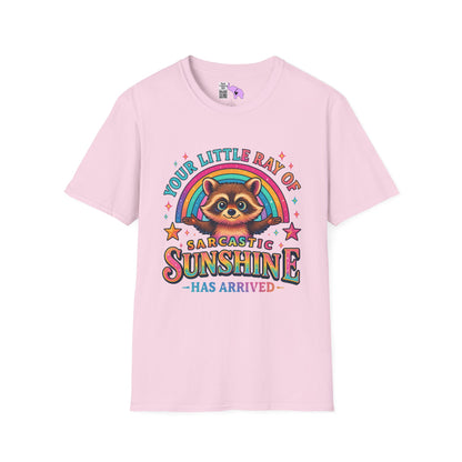 Your Little Ray of Sarcastic Sunshine is Here (Racoon) Adult T-shirt