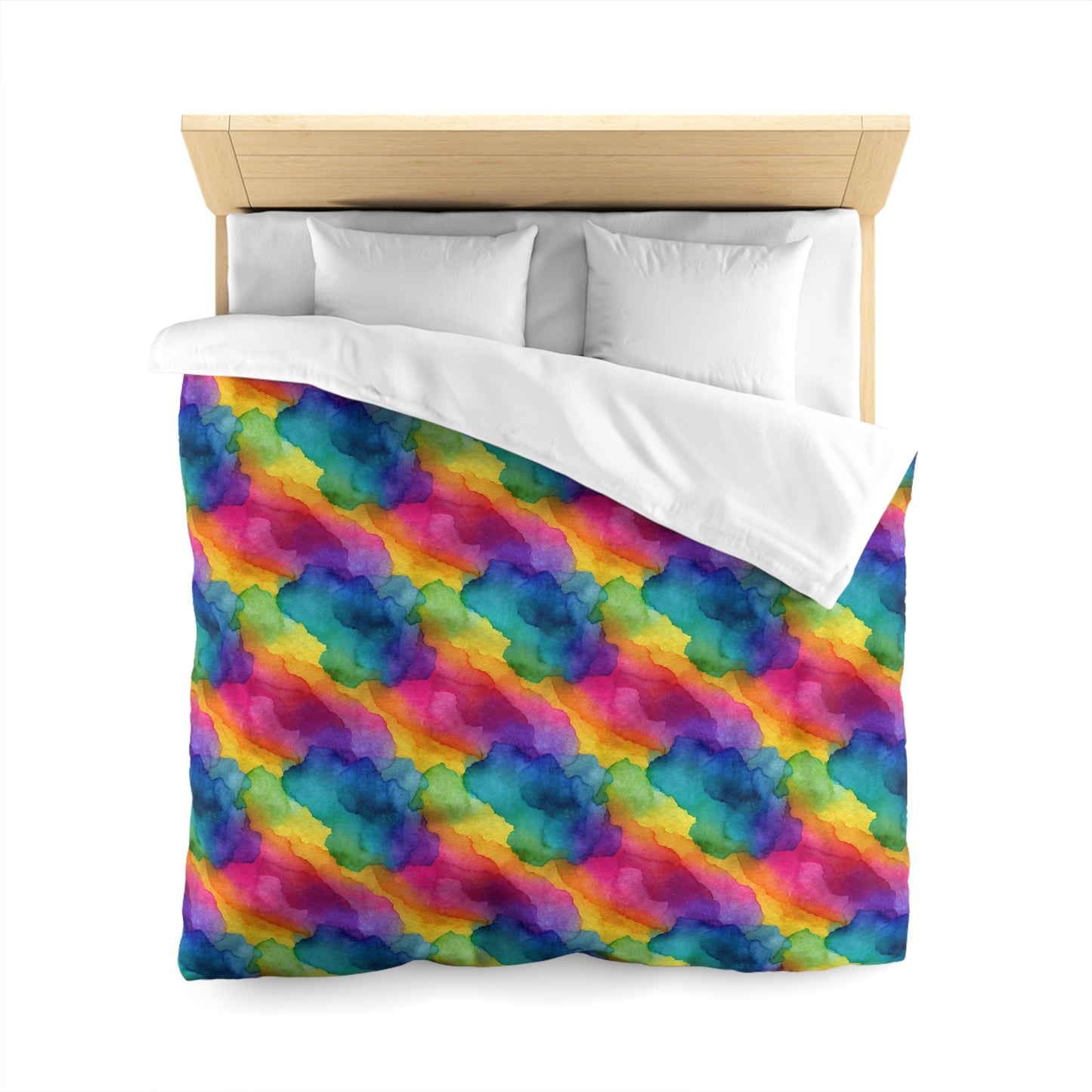 Rainbow Watercolors Microfiber Duvet Cover