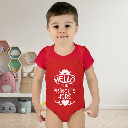Hello The Prince Is Here Infant Baby Rib Bodysuit