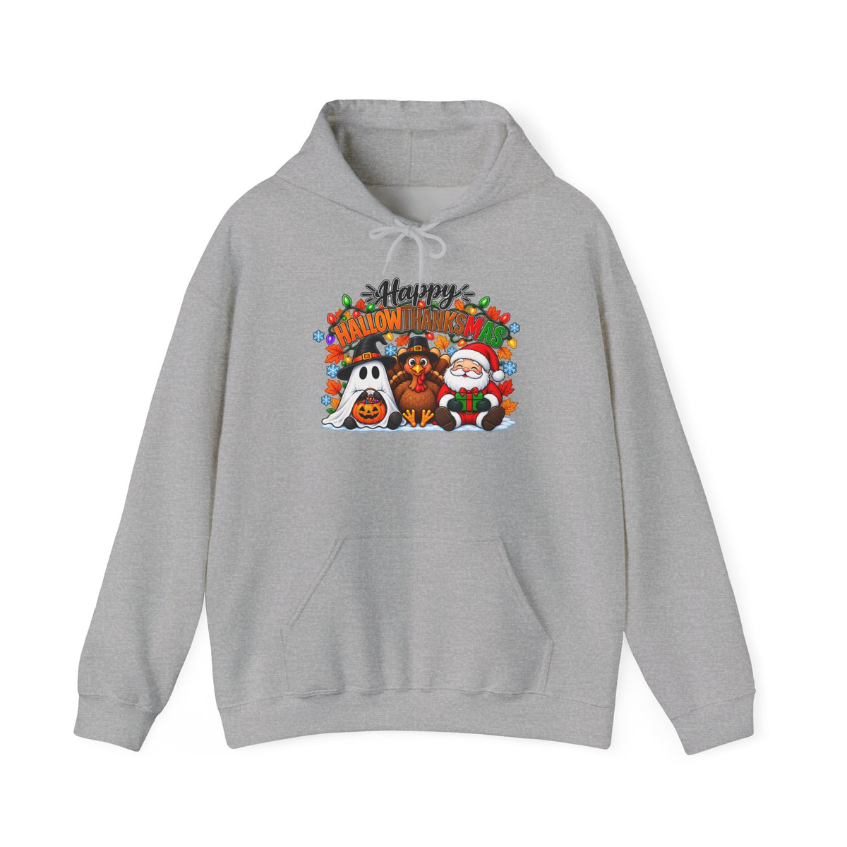 Happy Hallowthanksmas (String Lights) Heavy Blend™ Adult Hoodie