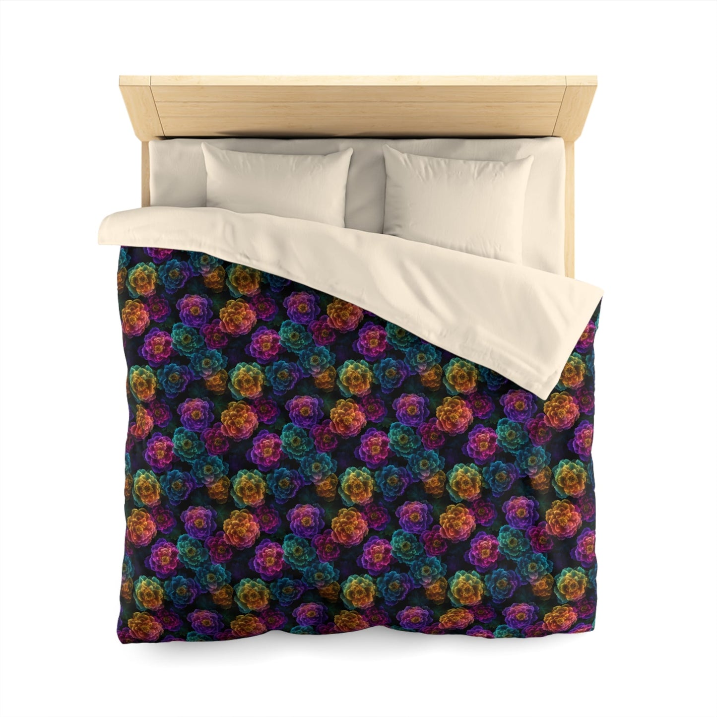Neon Whisper Blooms Microfiber Duvet Cover